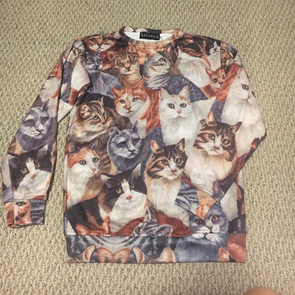Graphic Cat Print Sweatshirt